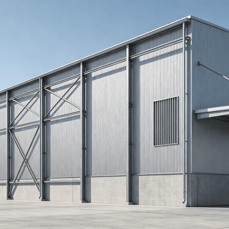 プレハブ鉄骨造建物軽量フレーム保管倉庫